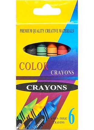 Восковые карандаши 6 цветов CRAYONS