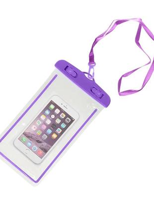 Водонепроницаемый чехол для телефона, фиолетовый с прозрачным