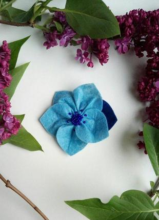 Детская заколка для девочки, квітка, цветок, синяя, голубая, р...