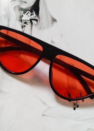 Солнцезащитные очки в стиле авиаторы черный с оранжевым