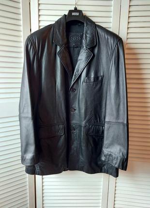 Куртка чорна піджак блейзер натуральна шкіра великий розмір
