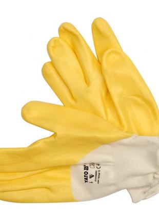 Перчатки рабочие трикотажные, покрытые нейлоном YATO желтые, р...