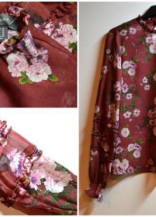 Новая блуза в цветы с шикарным рукавом