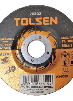 Диск шлифовальный по металлу 115х6.0х22.2мм TOLSEN 76302