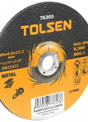 Диск шлифовальный по металлу 180х6.0х22.2мм TOLSEN 76305