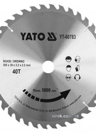 Диск пильный победитовый по дереву YATO: 305x30x3.2x2.2 мм, 40...