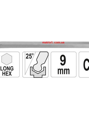 Ключ 6-гранный Г-образный 2-сторонний YATO Cr-V, М 9,0 мм, с ш...