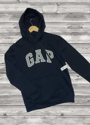 Чоловіча толстовка худі gap logo fleece hoodie чорна
