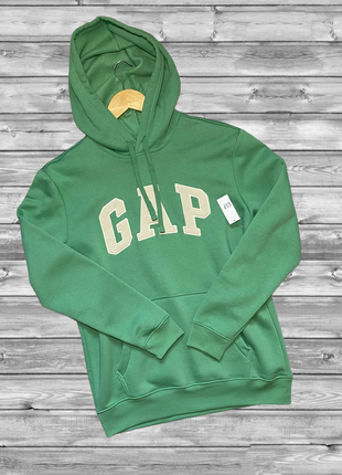 Мужская толстовка худи gap logo fleece hoodie зеленая