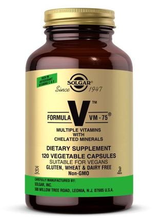 Вітаміни та мінерали Solgar Formula V VM-75, 120 вегакапсул