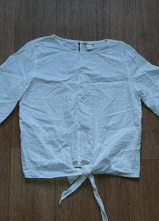 Хлопковая блуза-рубашка с длинным рукавом
