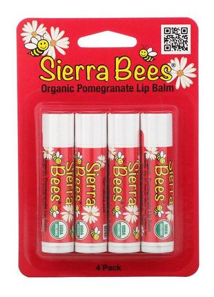 Sierra Bees, органические бальзамы для губ, гранат, 4 штуки по...
