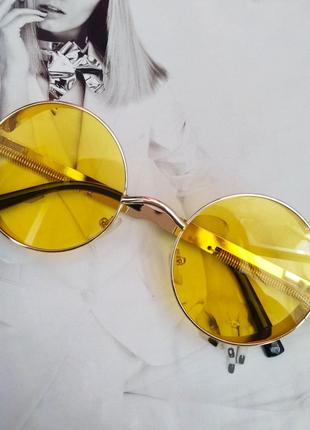 Круглые очки тишейды с шорами желтый в золоте