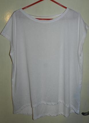 Стильная,белая блузка-футболка с удлинённой спинкой,большого р...