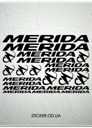 Набор наклеек на велосипед "MERIDA", наклейки на раму.