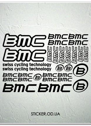 Набор наклеек на велосипед "BMC", наклейки на раму.