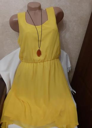Летнее желтое платье без рукавов yessica, p.xl
