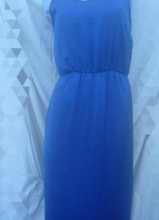 Шёлковый длиненный в пол синий сарафан платье шовк шёлк шелк ш...
