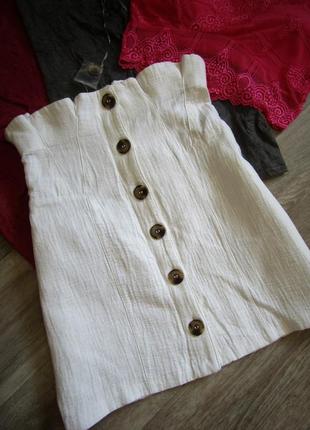Новая белая юбка на пуговках с рюшем на талии top shop размер ...