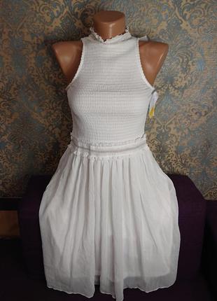 Красивое белое платье сарафан р.xs сша