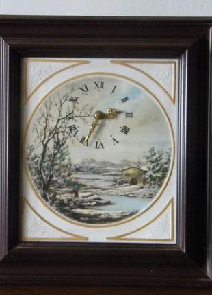 Коллекционные настенные часы зима фарфор royal dux богемия чех...