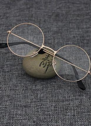 Іміджеві окуляри з круглими лінзами золото нулівки