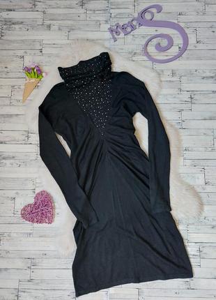 Платье черное modu со стразами трикотажное