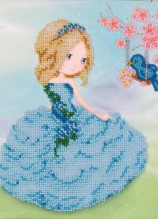 Набор для вышивки бисером Девочка с птицей принцесса маленькая...
