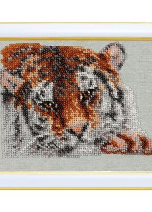 Набор для вышивки бисером " Тигр " отдых савана Африка, частич...