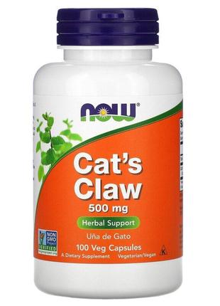 Кошачий коготь, 500 мг, Cat's Claw, Now Foods, 100 вегетарианс...
