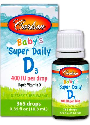 Витамин D3 для Малышей в Каплях, 400 МЕ, Baby's Super Daily D3...