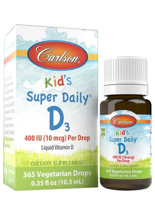 Витамин D3 для Детей в Каплях, 400 МЕ, Kid's Super Daily D3, C...
