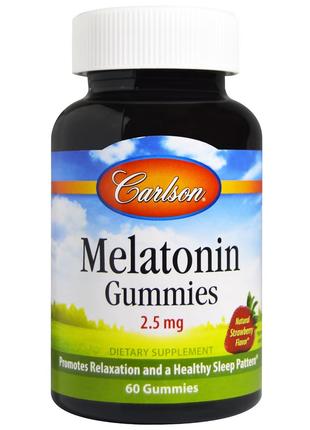 Мелатонін, 2.5 мг, смак полуниці, Melatonin Gummies, Carlson, ...