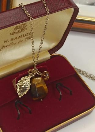 Ожерелье lia sophia kiam family в золотом цвете и тигровым гла...