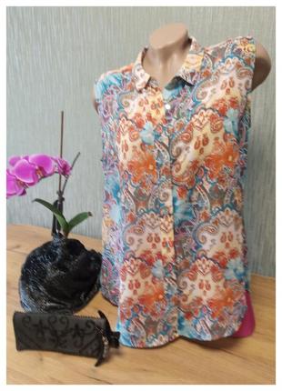 Розпродаж жіноча кофточка блуза без рукавів цветочный принт