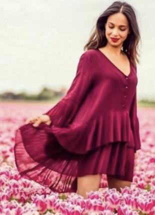 Шикарне плісироване сукню zara /улюблене блогерами/кольору мар...