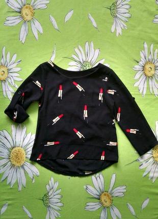 Стильна блуза з помадами для дівчинки 3-4 роки