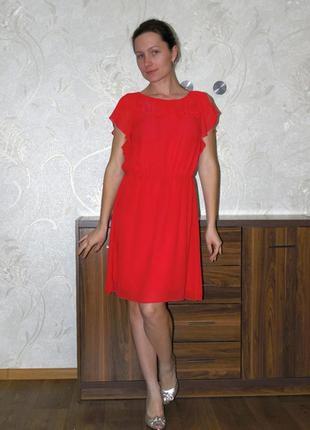 Шифоновое красивое красное платье