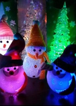 Сніговик, дід мороз, ялинка новорічні іграшки підвіски на ялинку