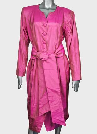 Just silk винтажное розовое шелковое платье по фигуре с поясом...
