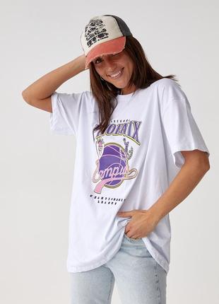 Удлиненная женская футболка с принтом