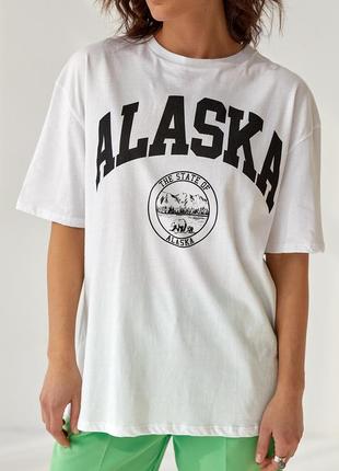 Хлопковая футболка с надписью alaska