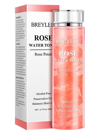 Тоник с лепестками роз BREYLEE Rose Water Toner 200 мл успокаи...