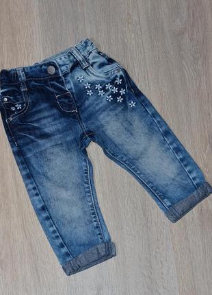 Джинсы next 6-9 мес. цветочки крутые классные модные джинси шт...