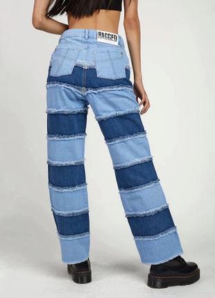 Штаны джинсы синие голубые в полоску полосатые широкие the rag...