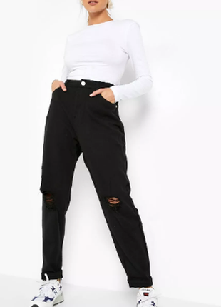Жіночі однотонні джинси з високою посадкою boohoo, розмір m, ч...
