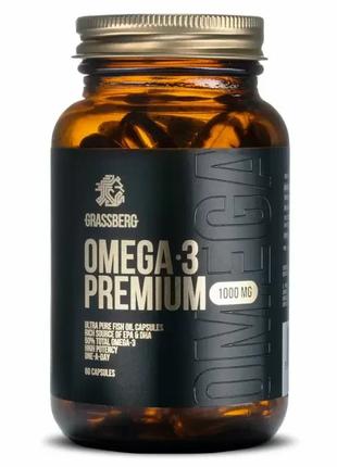 Жирные кислоты Grassberg Omega-3 Premium 1000 mg, 60 капсул