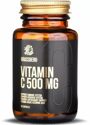 Витамины и минералы Grassberg Vitamin C 500 mg, 60 капсул