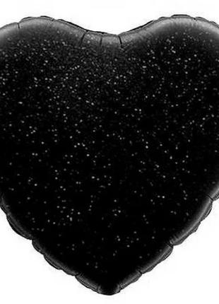 Фольгированный шар "Сердце голограмма" 18`, цвет - черный