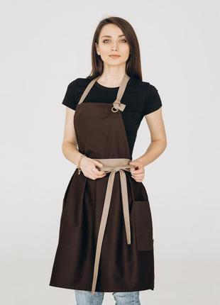 Фартух сукня vanilla коричневий + беж | фартухи